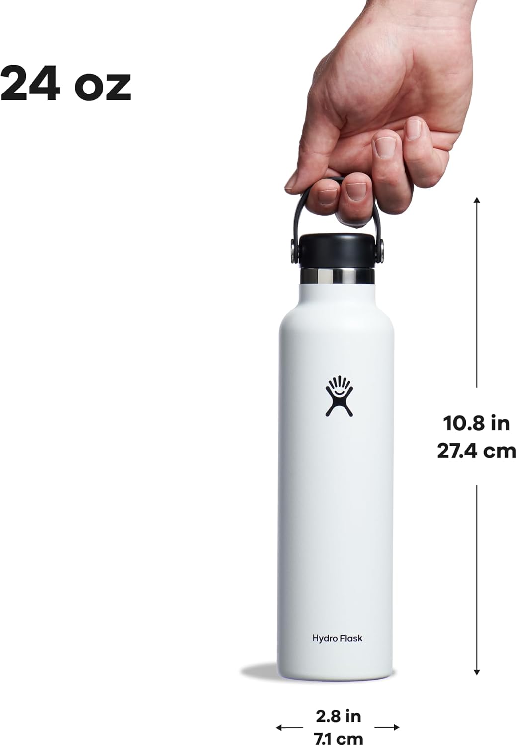 Hydro Flask Water Bottle - Insulated Stainless Steel - Non Spill, Leakproof in 24 Oz White