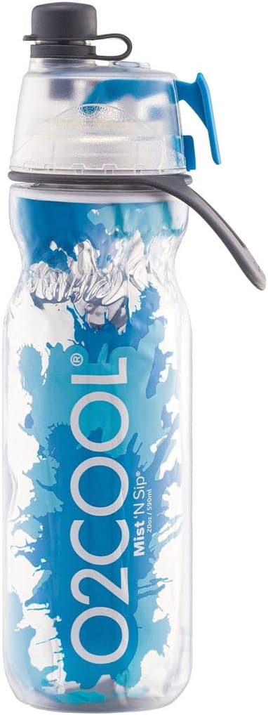 O2COOL ArcticSqueeze Insulated Mist 'N Sip Squeeze Bottle 20 oz., Blue/Blue Splash