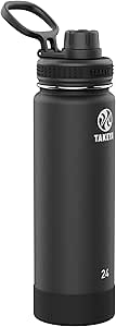 Takeya Actives Water Bottle with Spout Lid - Bottle with Double Stainless Steel Insulation - Dishwasher Safe & BPA-Free - Bottle with Spout Lid & Removable Bumper - 24 oz, Onyx