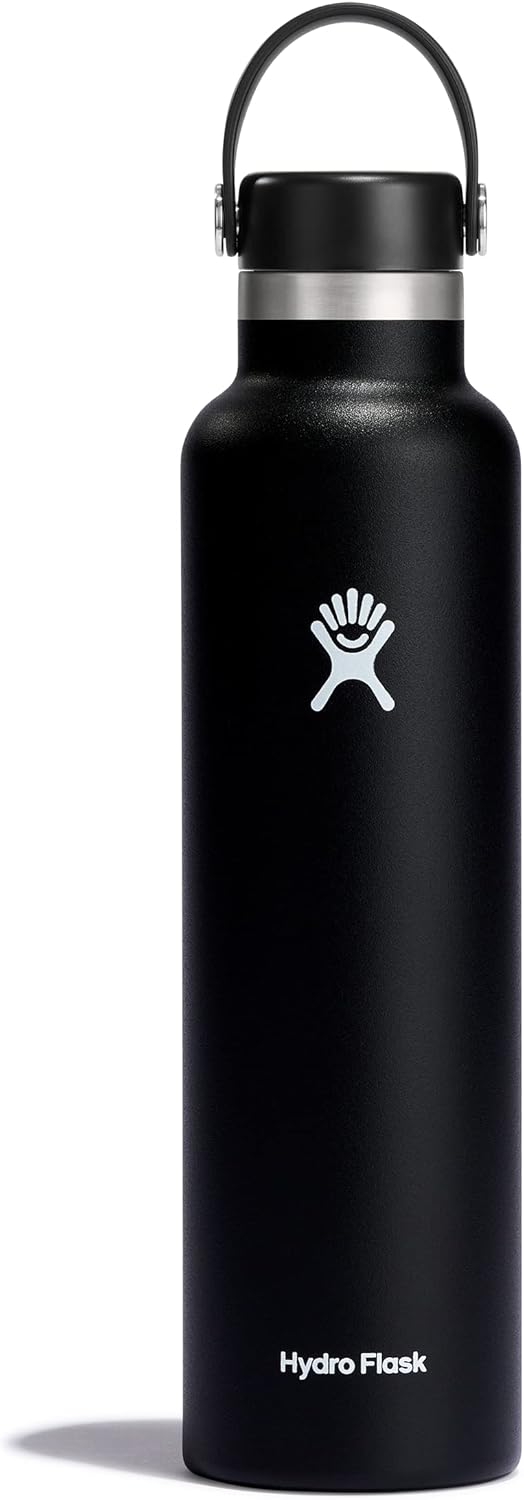 Hydro Flask Water Bottle - Insulated Stainless Steel - Non Spill, Leakproof in 24 Oz Black