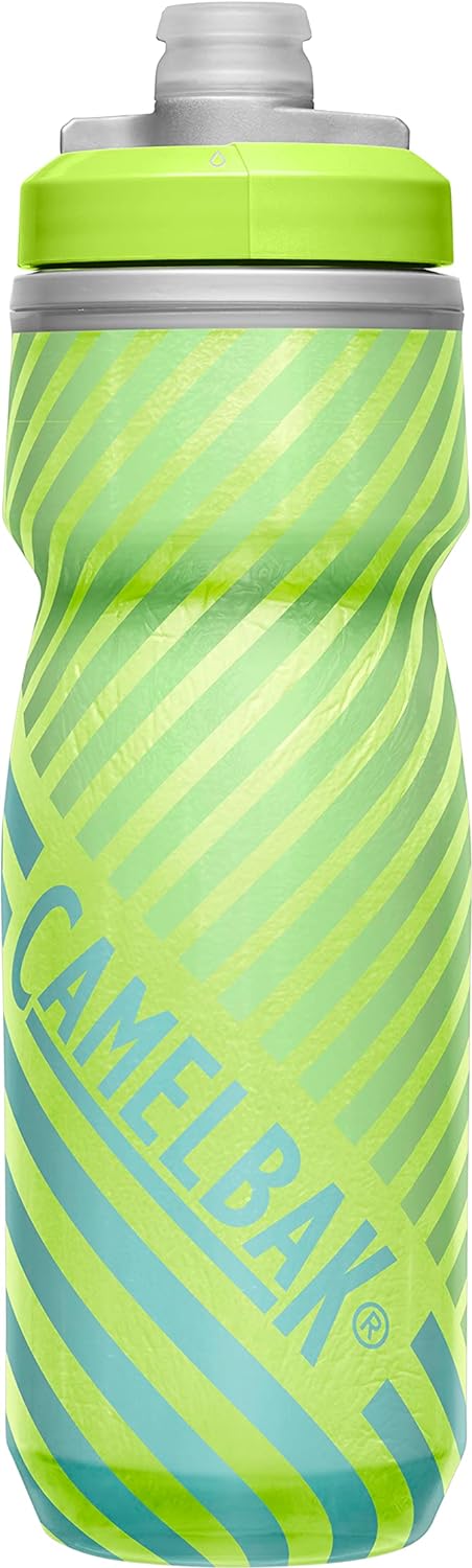 CamelBak Podium Chill Bike Insulated Squeeze Water Bottle Lime/Blue Stripe, 21oz