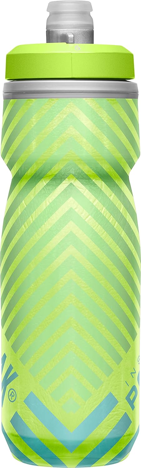 CamelBak Podium Chill Bike Insulated Squeeze Water Bottle Lime/Blue Stripe, 21oz