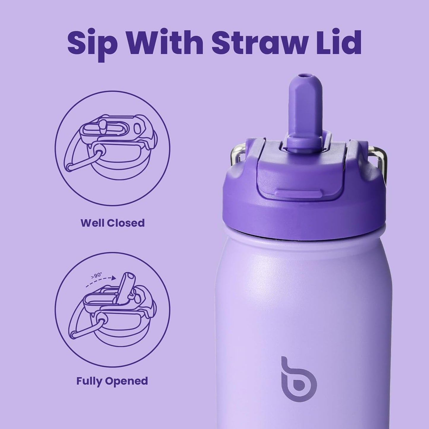 BOTTLE BOTTLE 24oz Insulated Water Bottle Stainless Steel Sport Water Bottle with Straw and Adjustable Lid Daily Pill Organizer