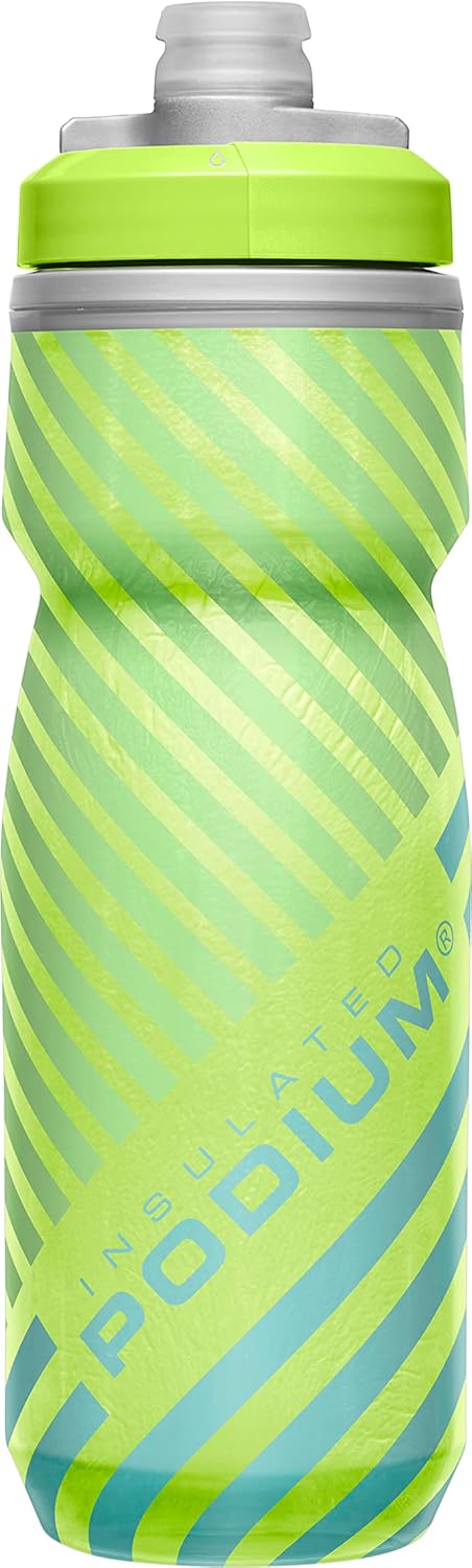 CamelBak Podium Chill Bike Insulated Squeeze Water Bottle Lime/Blue Stripe, 21oz