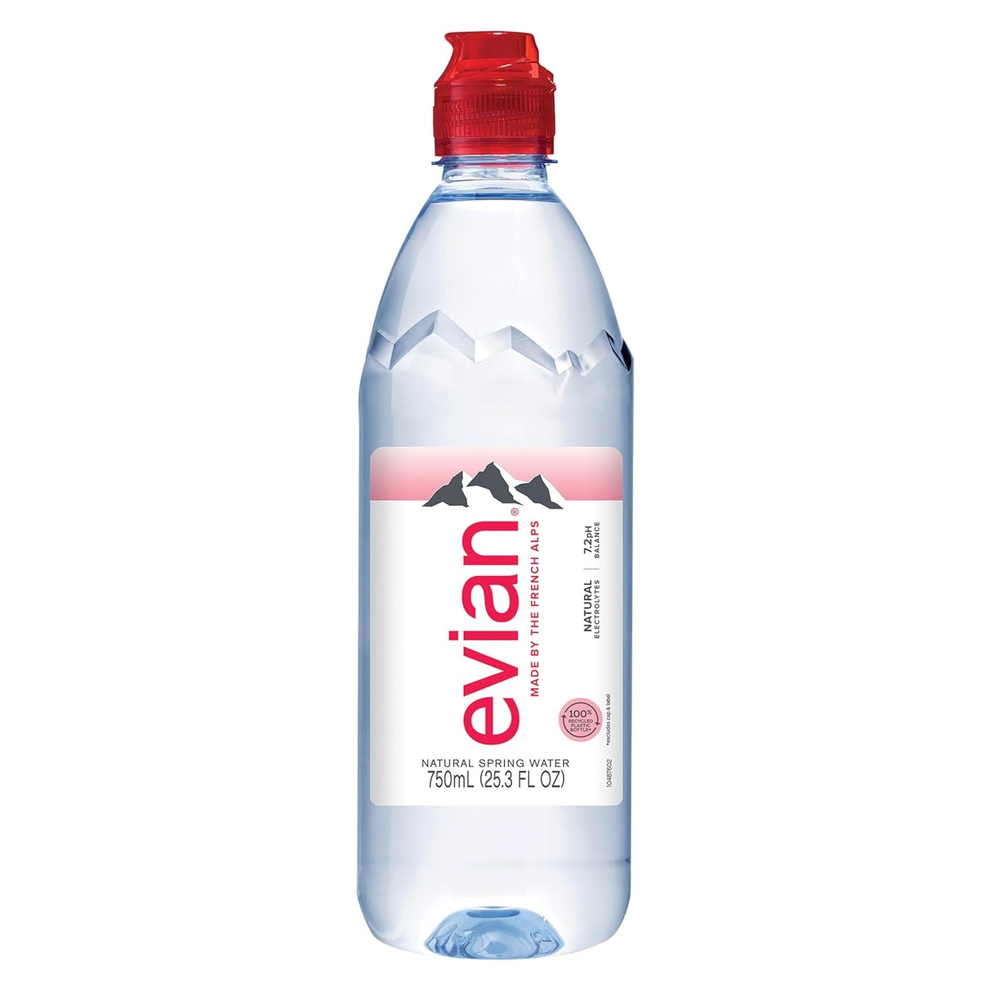evian Natural Spring Water, 750 ml (25.36 fluid ounce) Water Bottle with Sports Cap, 12 Pack