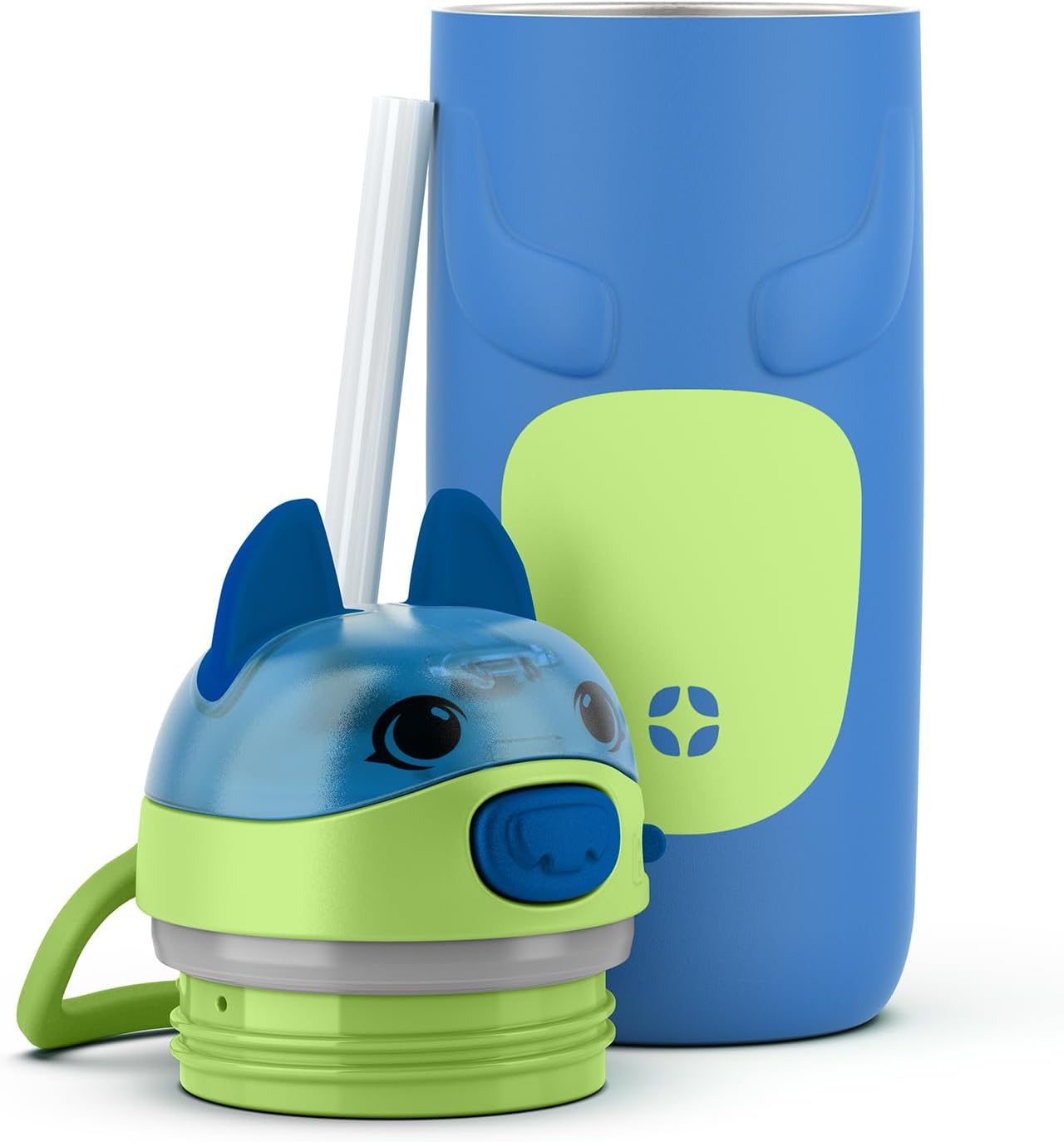 Ello Ellies 12oz Vacuum Insulated Stainless Steel Kids Water Bottle with Straw and Built-in Carrying Handle and Leak-Proof Locking Lid for School Backpack, Lunchbox and Outdoor Sports, Dog