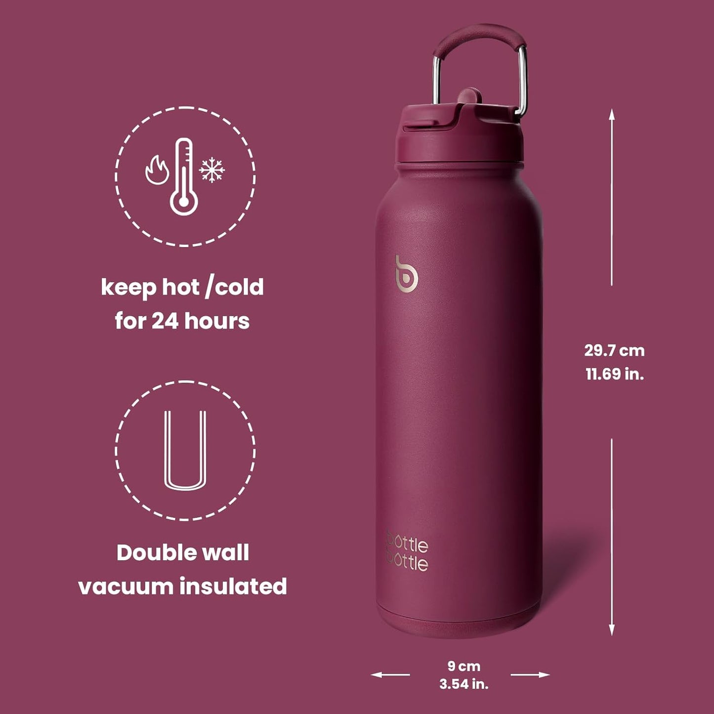 BOTTLE BOTTLE 40 oz sports water bottle stainless steel insulated water bottle with straw and pills holder