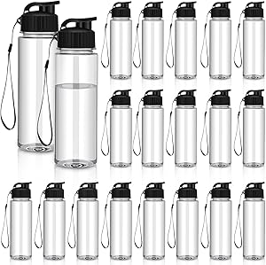 Mifoci 20 Pieces Water Bottle Bulk 17 oz Plastic Water Bottles Bulk Gym Sports Adults Reusable Large Bottles with Leak Proof Flip Top for Party Outdoor(Black)