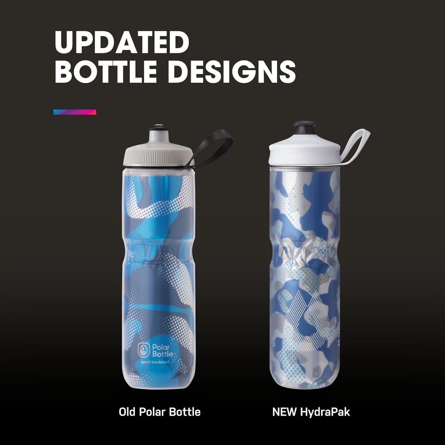 HydraPak | Polar Bottle - Polar Sport Insulated Water Bottle - BPA-Free, Sport & Bike Squeeze Bottle with Handle (Splash Multi, 600ml / 20oz)