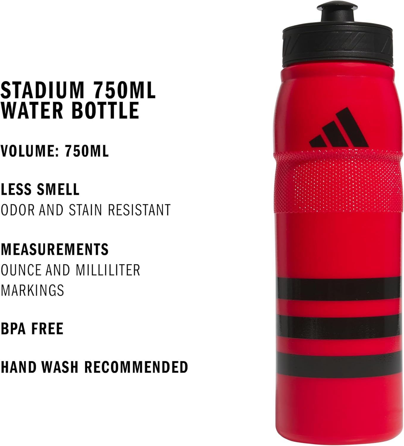 adidas 750 ML (28 oz) Stadium Refillable Plastic Sport Water Bottle