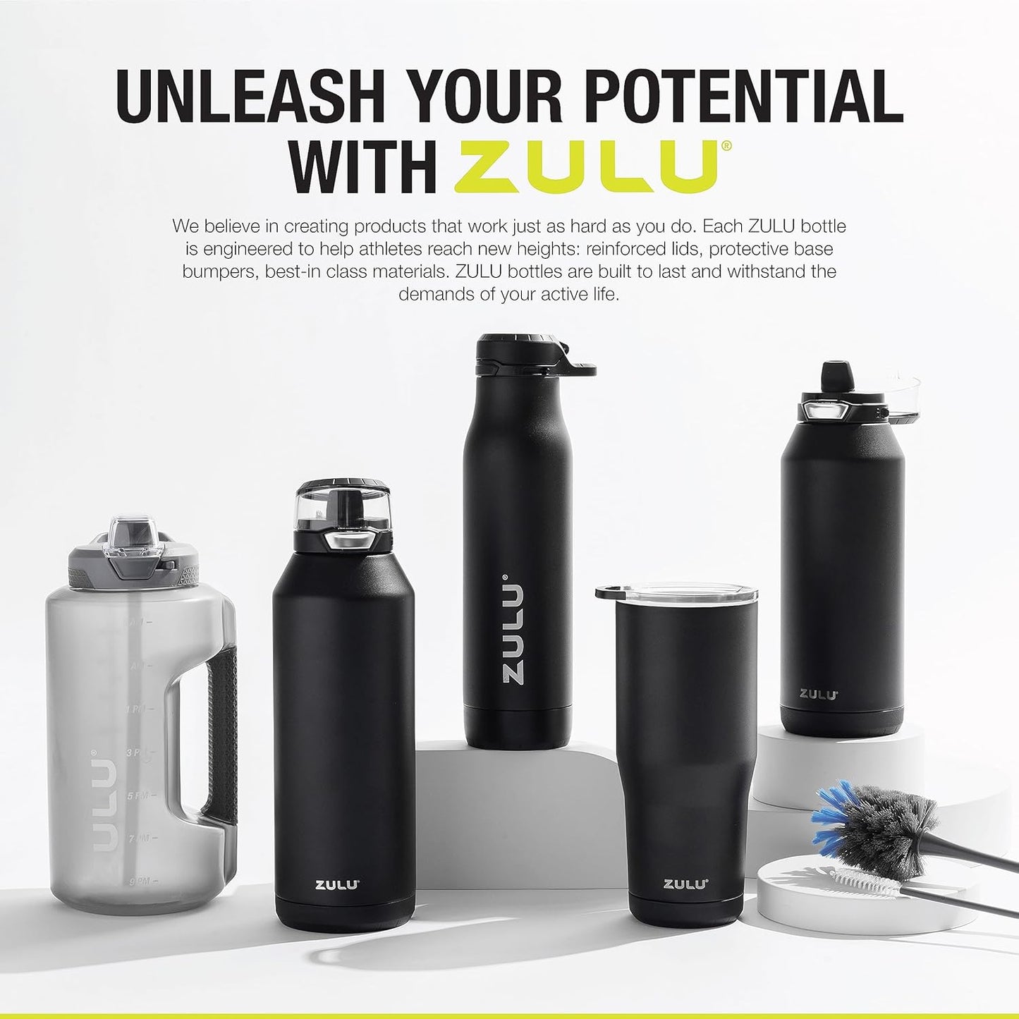 ZULU Torque 16oz Plastic Kids Water Bottle with Silicone Sleeve and Leak-Proof Locking Flip Lid
