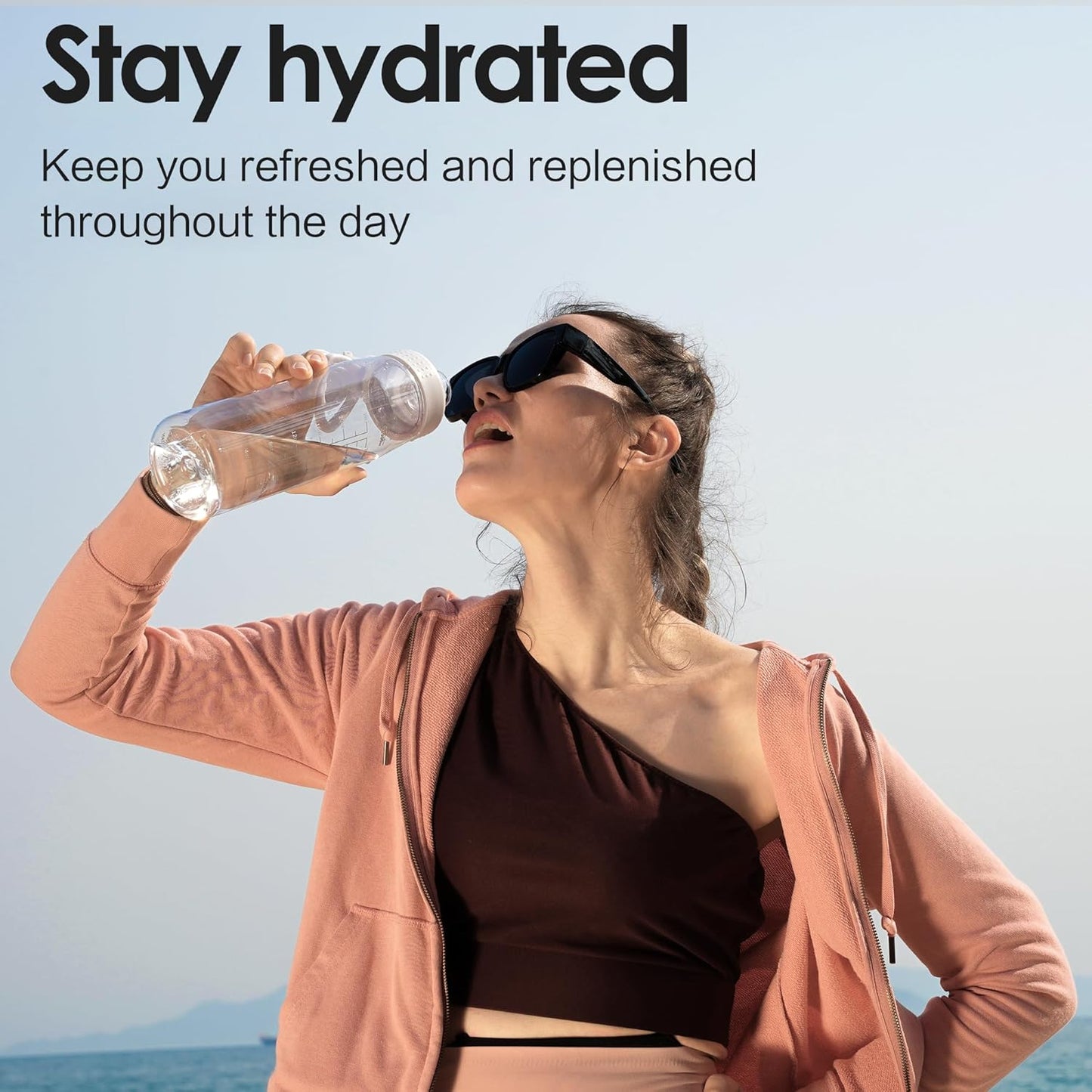 Water Bottle 32oz, clear water bottle with Spout Lid and Carry Handle, Reusable, Tritan, BPA Free, Hiking Water Bottle Suitable for Travel, Outdoors, Gym, Travel, Home, School (Clear)