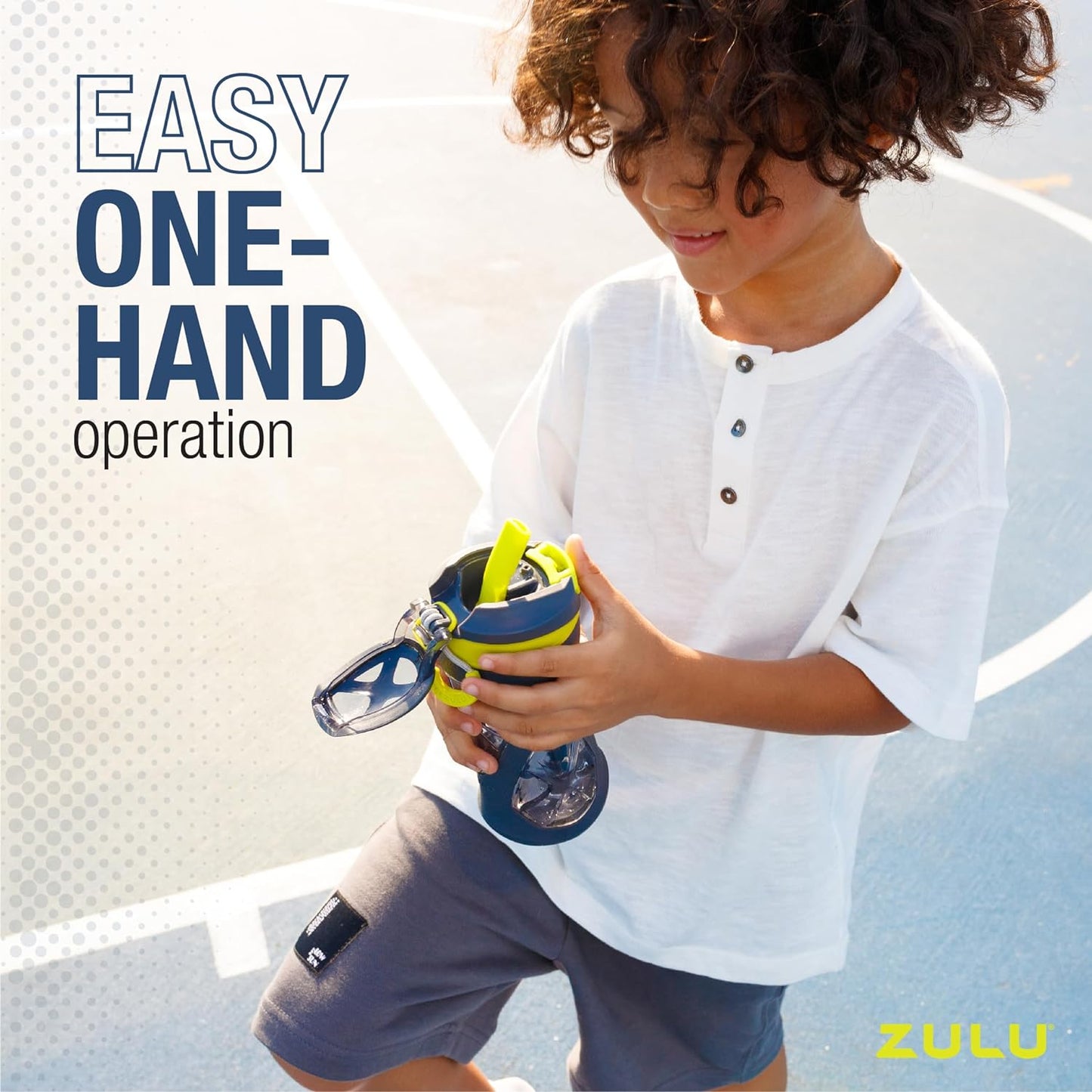 ZULU Torque 16oz Plastic Kids Water Bottle with Silicone Sleeve and Leak-Proof Locking Flip Lid