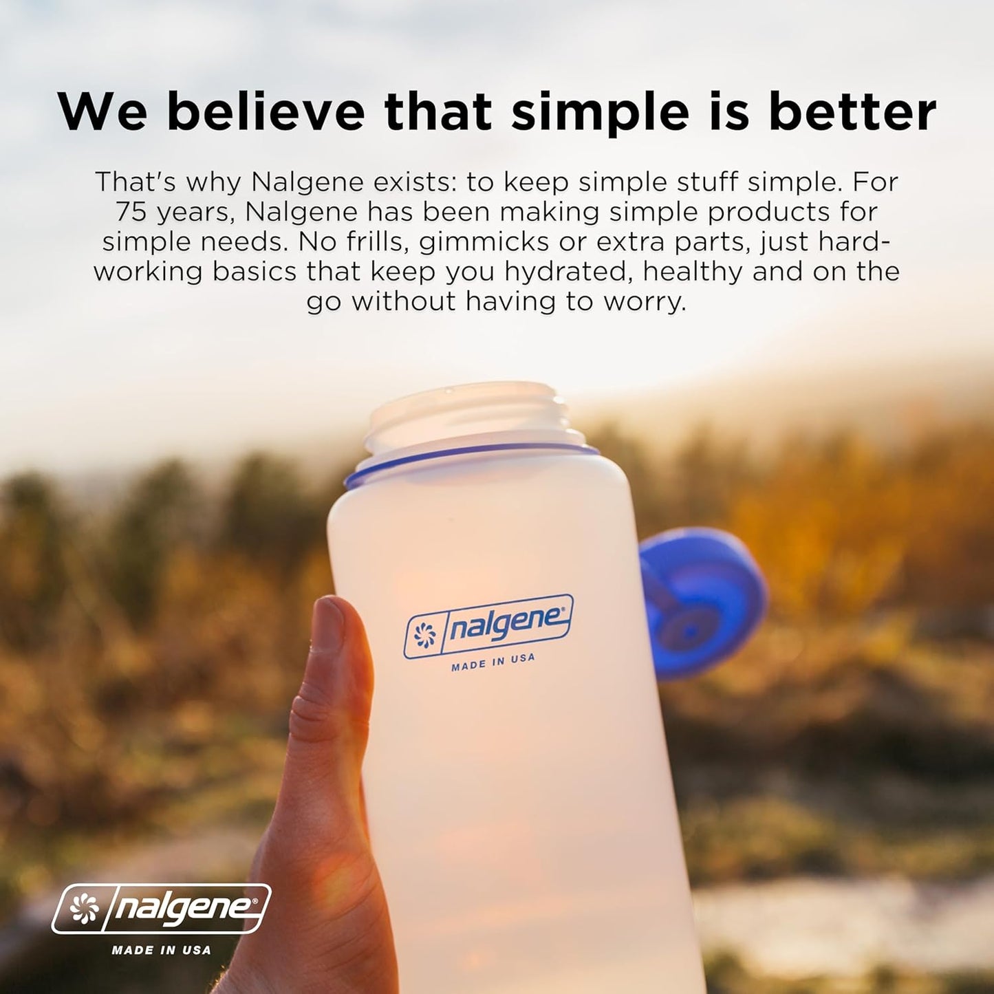 Nalgene Leak Proof Tritan BPA-Free Water Bottle - 32 oz Wide Mouth - Made in the USA for Outdoor Use & Daily Hydration (Grey w/Black Lid)