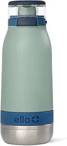 Ello Emma 14oz Vacuum Insulated Stainless Steel Kids Water Bottle with Straw and Built-in Carrying Handle and Leak-Proof Locking Lid for School Backpack, Lunchbox and Outdoor Sports