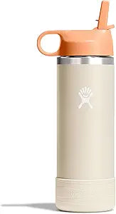 HYDRO FLASK Kids Water Bottle Jr. Stainless Steel Insulated With Straw Cap for Water, Milk, Juice, School, Camp, Sport, Play and Lunch, Easy to Clean, Leak-Resistant