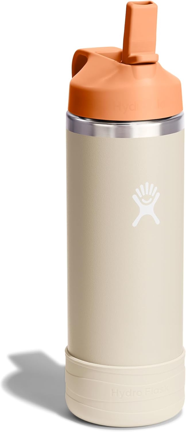 HYDRO FLASK Kids Water Bottle Jr. Stainless Steel Insulated With Straw Cap for Water, Milk, Juice, School, Camp, Sport, Play and Lunch, Easy to Clean, Leak-Resistant