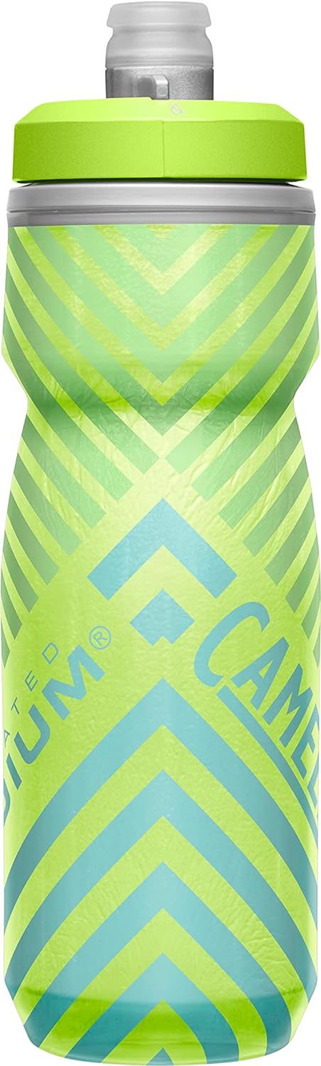 CamelBak Podium Chill Bike Insulated Squeeze Water Bottle Lime/Blue Stripe, 21oz