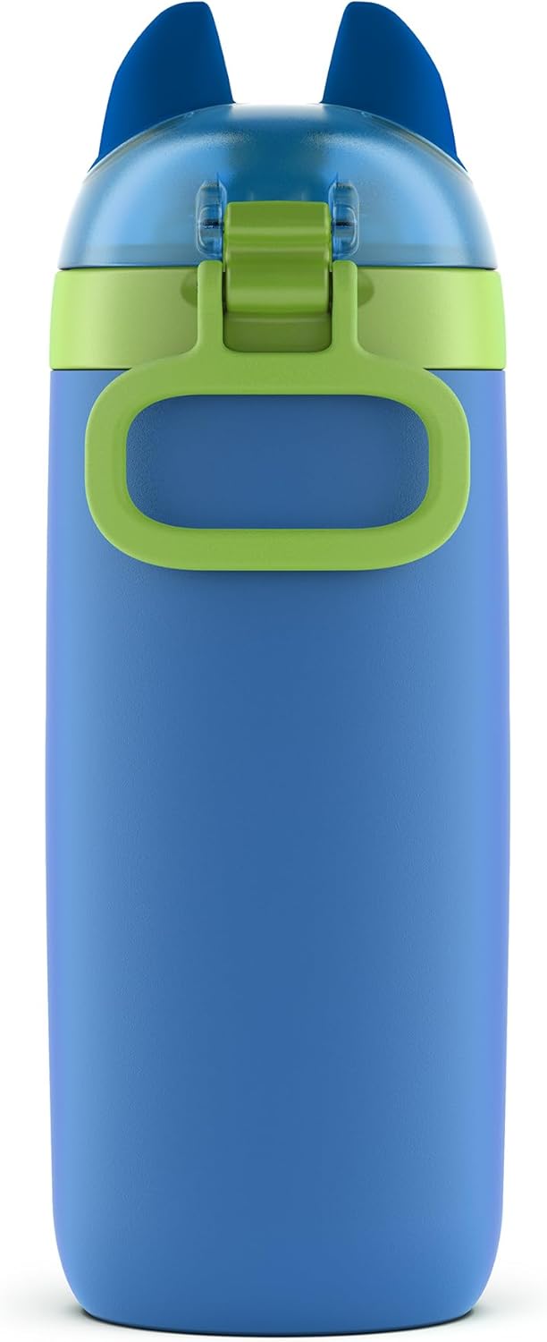 Ello Ellies 12oz Vacuum Insulated Stainless Steel Kids Water Bottle with Straw and Built-in Carrying Handle and Leak-Proof Locking Lid for School Backpack, Lunchbox and Outdoor Sports, Dog