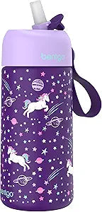 Bentgo® Kids Stainless Steel Insulated Water Bottle - Leak-Proof; Keeps Cool for 12 Hours; Durable, BPA-Free, Dishwasher Safe 14 oz. Cup for Ages 3+ for School/Sports/Daycare (Unicorn)
