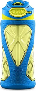 ZULU Torque 16oz Plastic Kids Water Bottle with Silicone Sleeve and Leak-Proof Locking Flip Lid