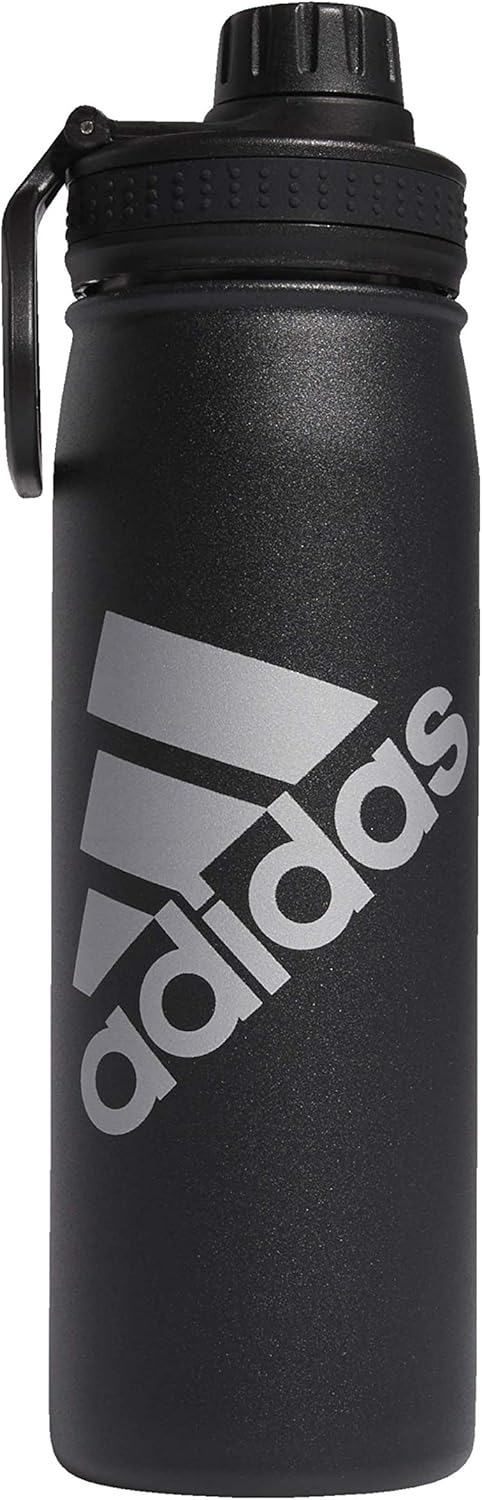 adidas 20 oz Stainless Steel Water Bottle, Insulated Double-Walled 18/8 Metal, Men, Women, Girls and Boys