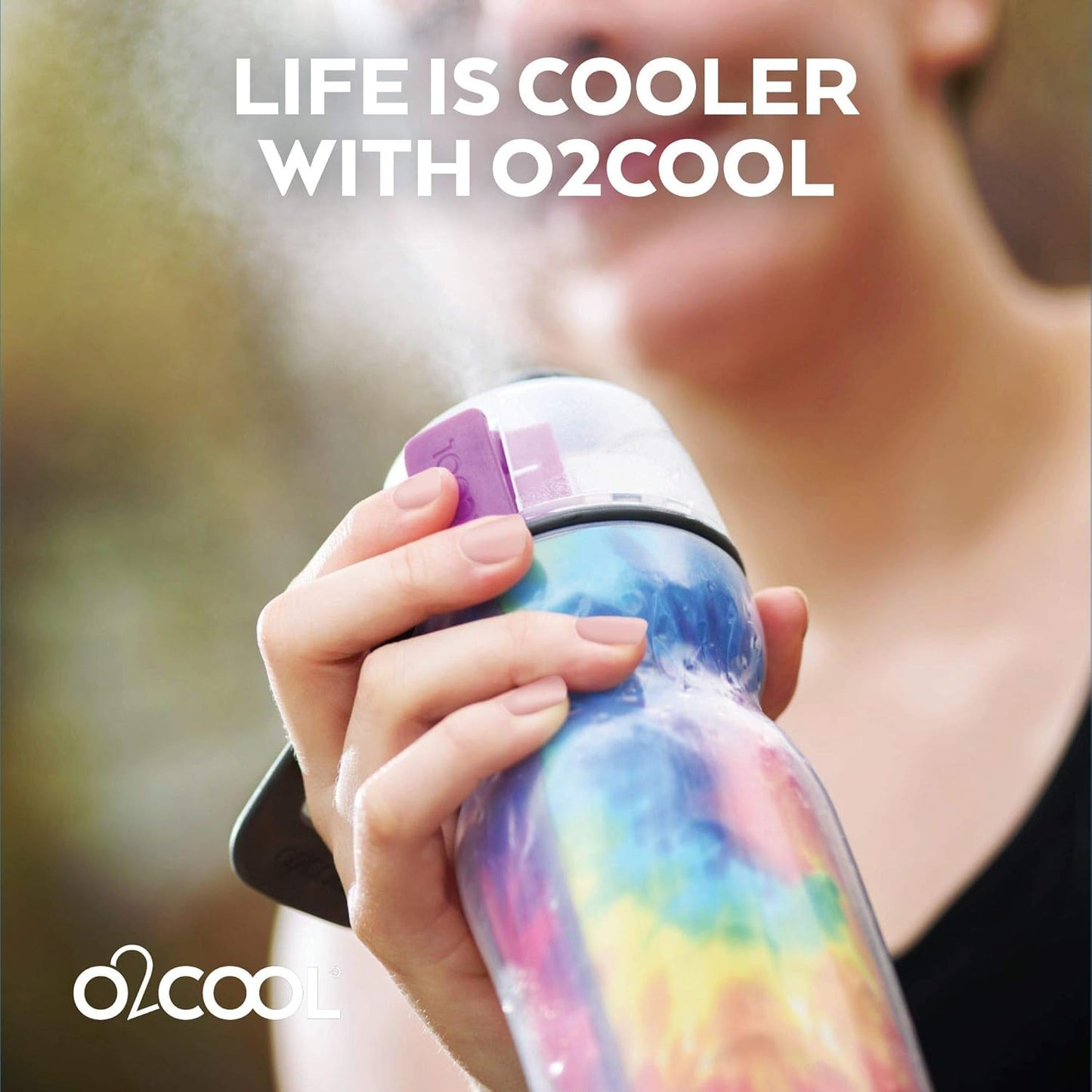 O2COOL Mist 'N Sip Misting Water Bottle 2-in-1 Mist And Sip Function With No Leak Pull Top Spout Reusable Sports Water Bottle - 20 oz (Patriot)