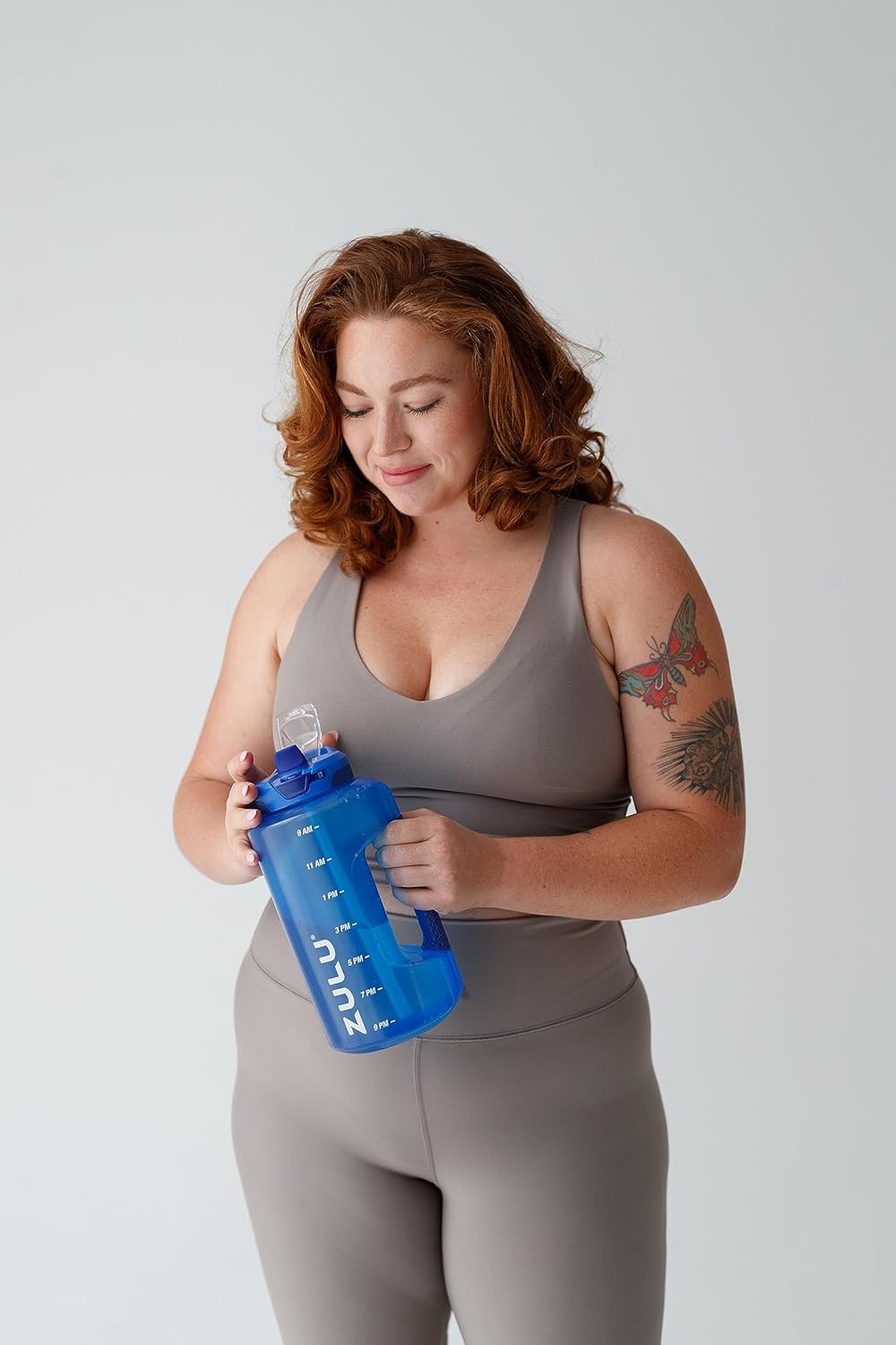 ZULU Goals 64oz Large Half Gallon Jug Water Bottle with Motivational Time Marker, Covered Straw Spout and Carrying Handle, Perfect for Gym, Home, and Sports, Royal Blue