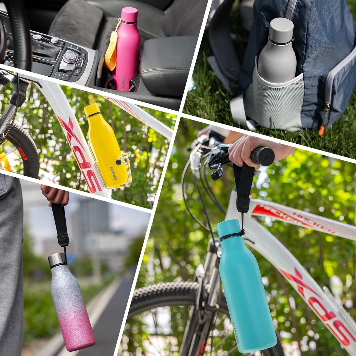 BJPKPK Insulated Water Bottles, 25 oz Stainless Steel Metal Water Bottle with Strap, BPA Free Leak Proof Thermos, Mugs, Flasks, Reusable Water Bottle for Sports & Travel, Light Pink